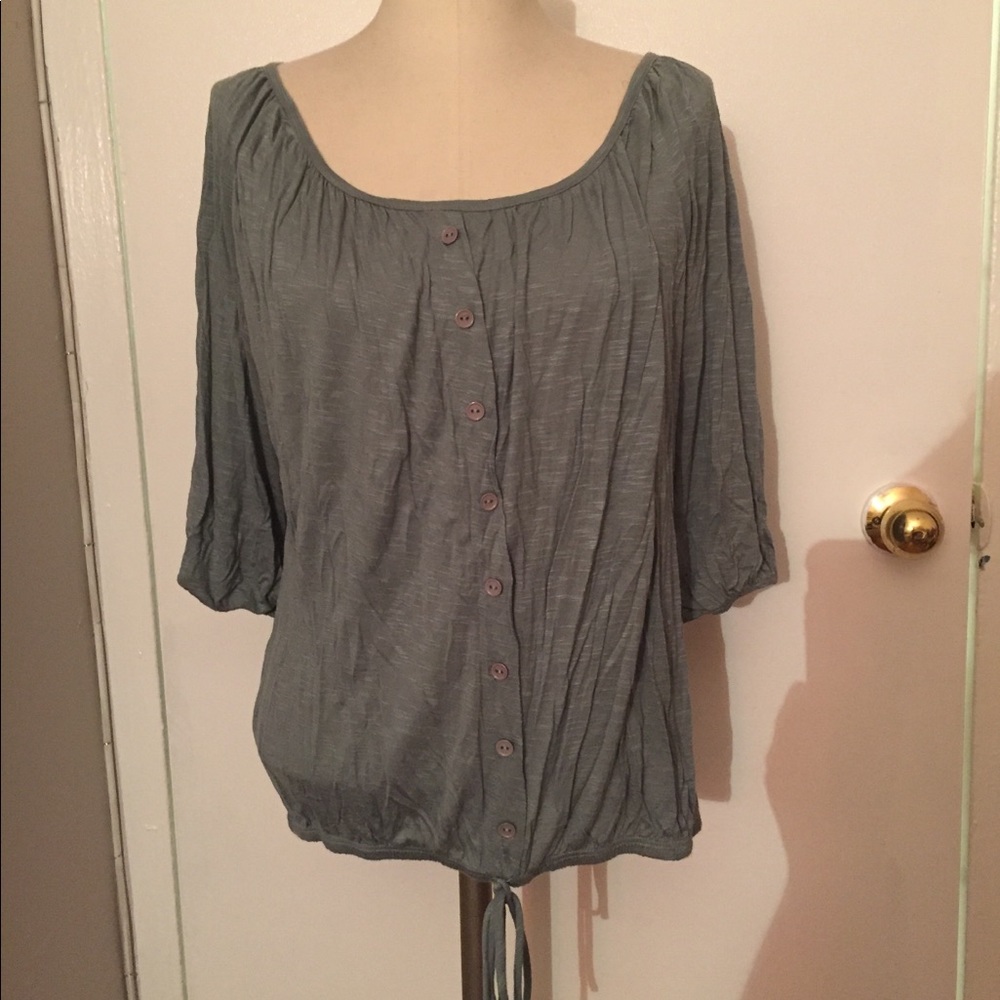 Forever 21 Green Elbow Sleeve Top Large